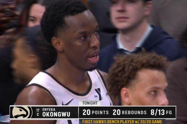 OD体育平台-奥孔古替补双20成队史第一人！太阳已成中锋提款机